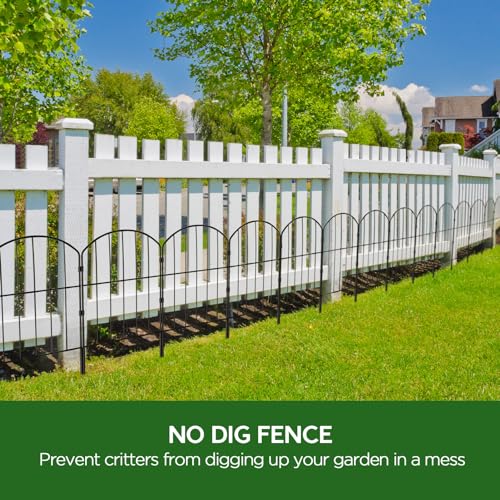 Goovilla Garden Fence, Total 27ft(L) x 24in(H), 25 Pcs, Rustproof Metal - size: Arched