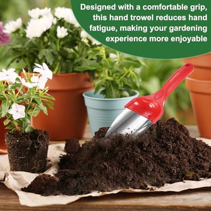 M METERXITY 2-Pack Garden Shovel Trowel Hand Shovels, 30cm/11.81 Inch Stainless Steel Gardening Tools for Digging, Transplanting, Soil Loosening and Planting, Ergonomic Handle [Red] - color: Red