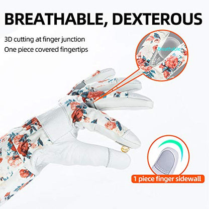 Vgo... 1-Pair Natural Genuine Goatskin Leather Gardening Gloves, Long Cuff Protection, High Dexterity Grip Gloves (Size L, White, GA9658-W) - color: 1 Pair - White, size: Women's Large