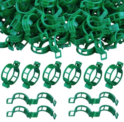 100pcs Plant Support Clips - Tomato Clips for String Trellis, Grape Vine Clips for Garden Netting Climbing Plants, Secured Plastic Plant Clip for Fixing Stem and Vine (100, Green) - color: Green