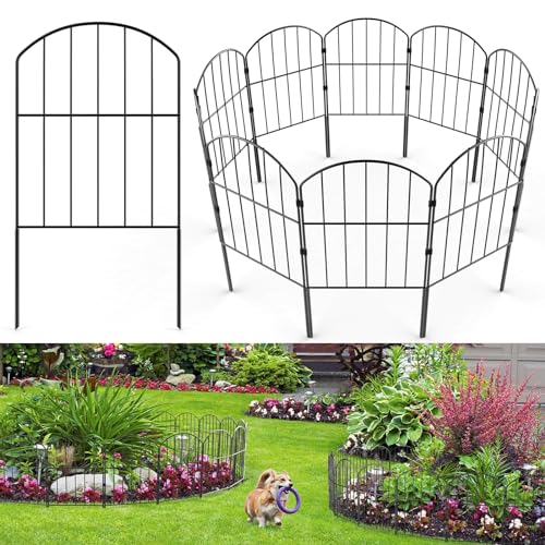 VANCASTLE Decorative Garden Fence 25 Panels, Total 26ft (L) x 24in (H) Rustproof Metal Wire Fencing Border Animal Barrier, Flower Edging for Landscape Patio Yard Outdoor Decor, Arched - style: 25 Pack