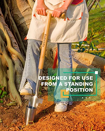 Long Handle Bulb & Grass Plug Planter, Pro Plugger with Depth Marker & Sharp Teeth, Solid Wood Handle - size: Long-Handled Bulb Planter
