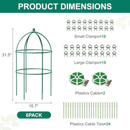 DoCred 6 Pack Peony Cage, 15.7" x 31.5" Metal Plant Support Garden Trellis - size: 31.5"H x 15.7"W/6PC