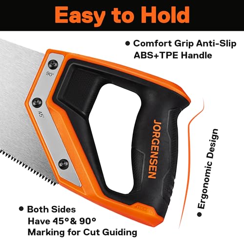 JORGENSEN 20 Inch Pro Hand Saw, 11 TPI Fine-Cut Ergonomic Non-Slip Aluminum Ultrasonic Welding Handle for Sawing, Trimming, Gardening, Woodworking, Drywall, Plastic Pipes - style: 20 Inch