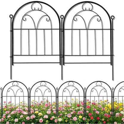 Decorative Garden Fence, 10 Panels, 17 in x 13 ft, Rustproof Metal No Dig Animal Barrier, Arched Wire Border Edging for Yard Patio