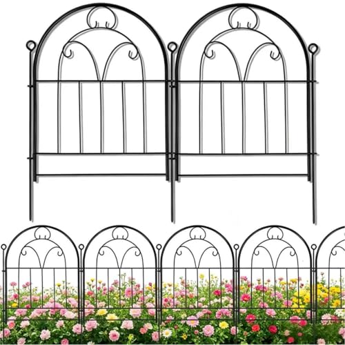 Decorative Garden Fence, 10 Panels, 17 in x 13 ft, Rustproof Metal No Dig Animal Barrier, Arched Wire Border Edging for Yard Patio