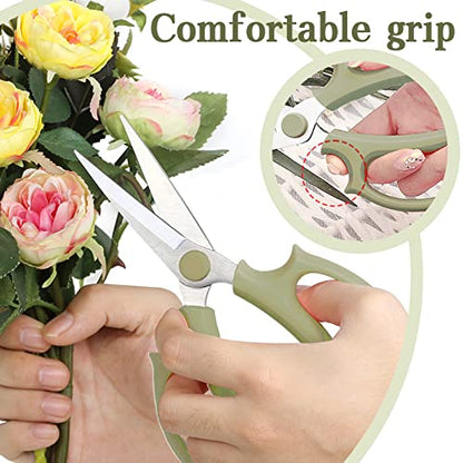 3Pcs Garden Flower Scissor,Floral Scissors Pruning Shears,Stainless Steel Flowers Scissors with Comfortable Grip Handles,Premium Garden Clippers for Flower Arrangement,Gardening Tool - style: Green