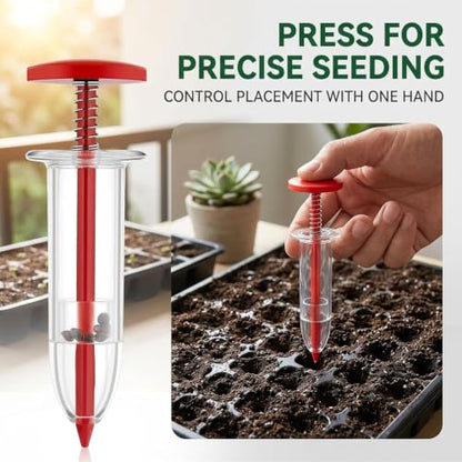 Upgraded Mini Seed Spreader, 2025 Newest Planter Tool, Small Sowing Seed Dispenser, Manual Seedlings Dibber and Widger Set, Handheld Garden Seed Sower Planter Lawn and Garden Spreaders for Tiny Seeds