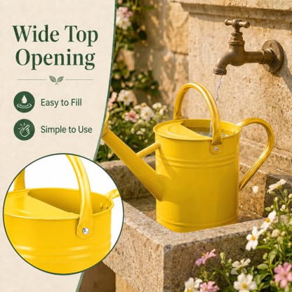 1 Gallon Metal Watering Can for Indoor Outdoor Plants, Sunflower Yellow - color: Sunflower Yellow