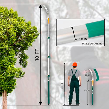 StartPro 23ft Reach Tree Pruning Saw, Telescopic, Manual, Lightweight, 18ft Extendable Pole Saw with Sharp Carbon-Enriched Blade for Efficient Tree Maintenance and High-Reach Branch Cutting.