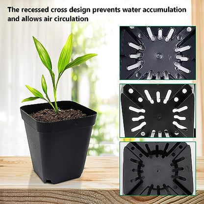 RooTrimmer Square Nursery Pots with Drainage Holes, 2.75 Inch, 120 Pack - color: Black, size: 2.7 Inch - 120pk