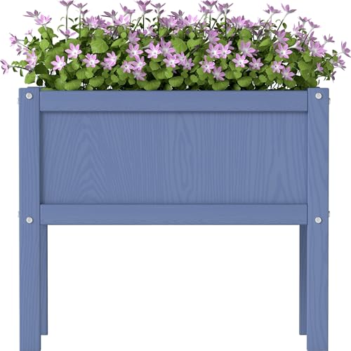 Raised Garden Bed with Drainage Hole Waterproof Small HDPE Elevated Planter Box with Legs Stable and Durable to Plant Herb Vegetable Flower,Patio,Balcony Outdoors/Indoors Navy - color: Navy, size: 23.5 x 12.2 x 19.69 in