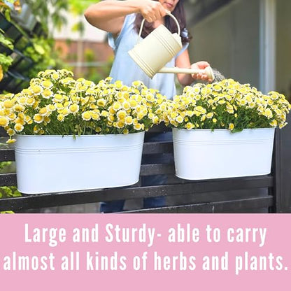 LaLaGreen 17 in Patio Rail Planter (10-Piece Combo) Metal White Flower Pots - size: Combo C (10 pack)