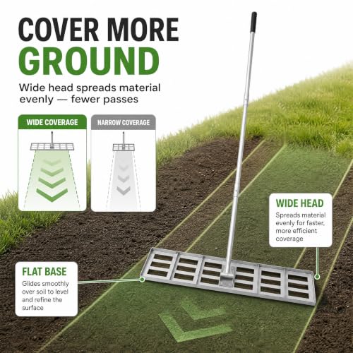Garvee Heavy-Duty Stainless Lawn Yard Leveling Rake 30x10 Leveling Plate - size: 30*10 IN