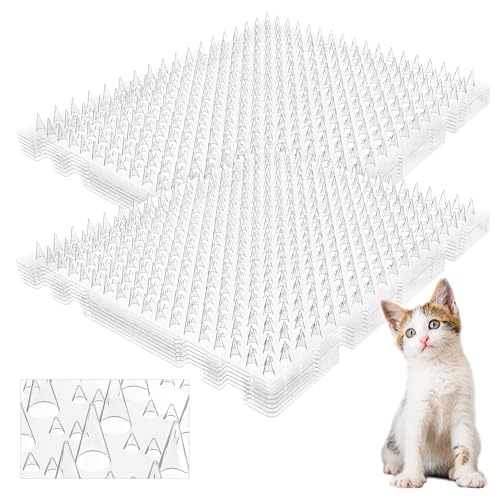 Clear Cat Deterrent Mat, 12 Pack 16" x 13" Scat Mats with 1" Spikes and 50 Stickers, Flexible Pet Training Panels for Couch, Kitchen Counter, Window Sill, Plant Pots and Garden Beds - size: 12 pack