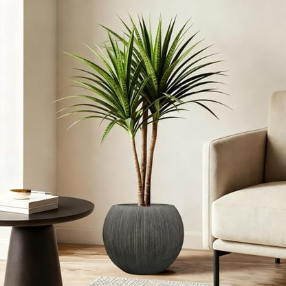 11.8" H x 14.5" Dia Large Round Plastic Black Planter with Drainage & Plug - color: Mediterranean Black