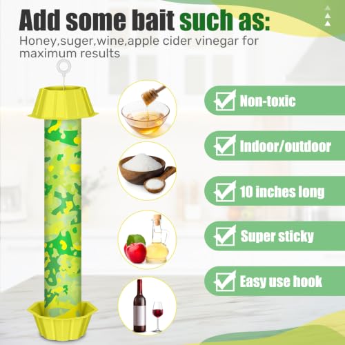 Qualirey 4 Pcs Sticky Fly Trap Fly Stick with Hook, Green Camouflage - style: Green Camouflage