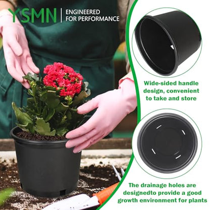 Short 2 Gallon Pots for Plants, Sturdy Plastic Planter Pots with Drainage Holes, Large Plastic Planters, Garden Planter Pots for Seedlings, Succulents - size: 10 Pcs Gallon Short