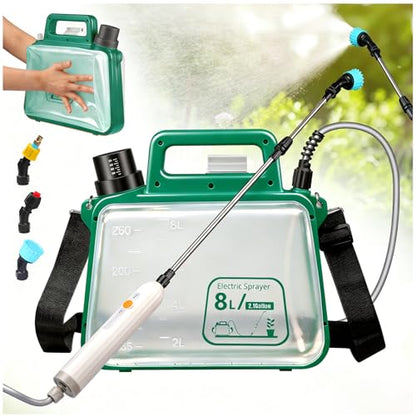 2.1 Gallon Battery Powered Sprayer, Upgraded Electric Weed Sprayer with USB Rechargeable Handle, Retractable Wand, 3 Mist Nozzles Leak-Proof for Lawn,Garden,Farm (Green) - color: Green