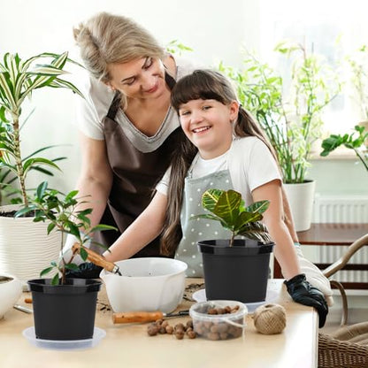 GREANER Plastic Garden Pots, 8 Inch Nursery Pots for Indoor Outdoor Plants, Black Plastic Planters for Planting Seeds, Flower, Succulent(Pack of 10) - size: 8 Inch