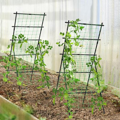 Cucumber Trellis A Frame Garden Trellis 31 x 26 x 75 in - size: 74.8 x 30.71 x 30.71 in, A-Frame, Black