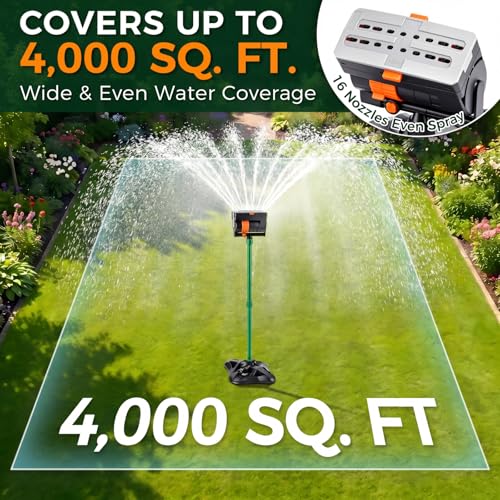 4 Way Adjustable Mini Turbo Oscillating Lawn Sprinkler(Plastic Base) - style: Plastic Widened Base