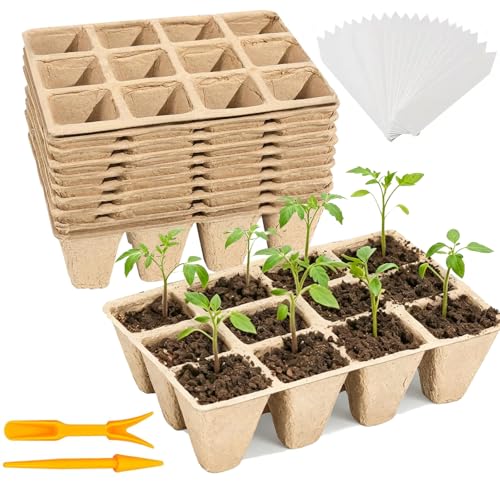 144 Cells Seed Starter Pots, 12 Pcs Biodegradable Seedling Peat Pots - size: 144 Cells-12 Pcs