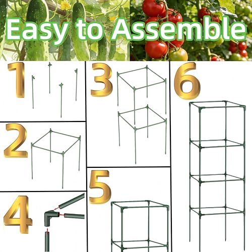 3 Pack Square Tomato Cages for Garden, 59 Inch Tall Heavy Duty Metal Tomato Plant Support Trellis, Adjustable Large Tomato Stakes for Outdoor Pots Climbing Plants, Vegetables, Cucumber - size: 59Inch