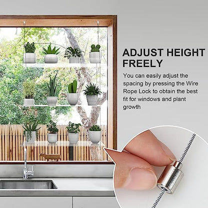 3-Tier Hanging Clear Plant Shelves for Windows, 16 Inch per Tier - size: 3 Tier
