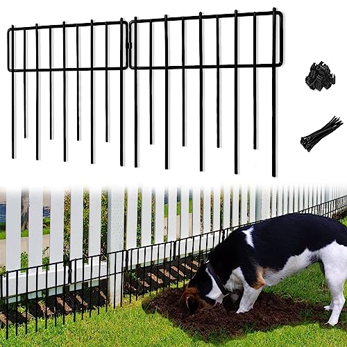 Animal Barrier Fence, 10 Pcs Upgrade 1.26 in Gap Decorative Fences No Dig Fence for Rabbits and Dog Ground Defense, Rustproof Metal Wire Garden Fence Border for Garden & Patio Landscaping - color: Black, size: 10 Panel, 10.83 Ft