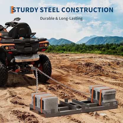 4FT Tow-Behind Drag Harrow Driveway Grader for ATV UTV Tractor - size: 48*20inch