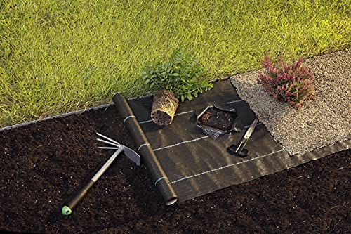 GardenMate 6 x 33 feet Sheet Woven Weed Control Fabric - Stabilized Black Heavy Duty 3 oz/yd² Landscape Ground Cover Membrane - size: 6 x 33 feet