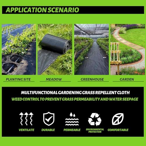 3x50FT Weed Barrier Landscape Fabric Heavy Duty, 3.2oz Durable Geotextile Fabric, Block Gardening Ground Cover Weed Mat, Weed Control Garden Cloth for Landscaping, French Drains, Yard Driveway - size: 3*50