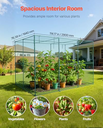 VEVOR Crop Cage, 9.5 x 6.36 x 6.36 ft Plant Protection Tent with Zippered Door, Wind-Resistant Tall Crop Cage, Easy to Install, Outdoor Raised Bed Cover, Tomato Plant Netting for Garden Patio Lawn - style: 9.5 x 6.36 x 6.36Ft-Square