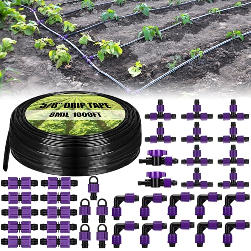 Tondiamo 1000',16 Mil 5/8" Drip Tape Kit with Fittings, 6" Spacing - size: 1000',16 Mil