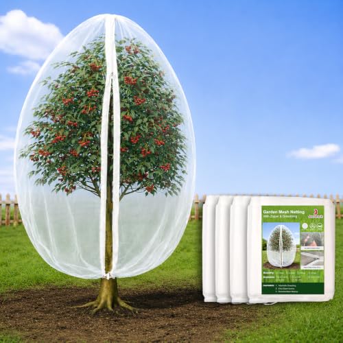 Jevrench 4-Pack 6.5 x 6.5 ft Garden Netting Bags with Zipper and Drawstring - size: 6.5 x 6.5ft – 4 Pack