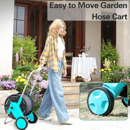 Portable Garden Hose Reel Cart, Hold Up to 100-120 Ft of 5/8 Inch Hose