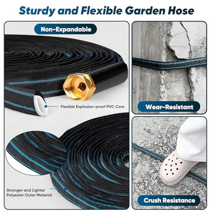 CXEZSIK Garden Hose 50ft Lightweight Non-Expanding No-Knot(Black Lake Blue) - color: Black Lake Blue, size: 50FT