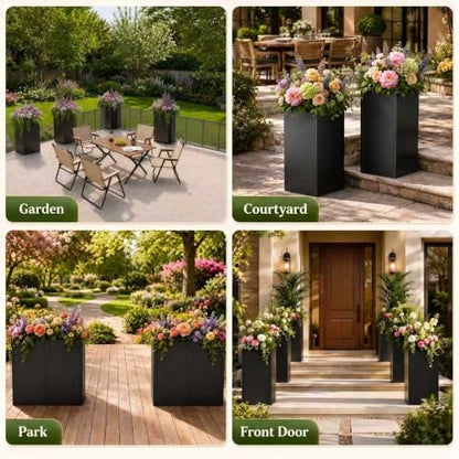 NicBex Tall Metal Square Planters Box Set of 6-24" H x 12" W Slim Black - color: Galvanized Steel - 6 Pack