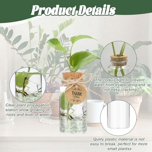 Ysglory 24 Pack 3.54'' Plant Propagation Stations 4oz Plastic Vases Jars
