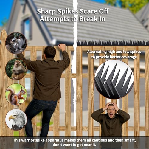 16ft Anti-Climb Spikes for Walls & Fences, 12-Pack, Black