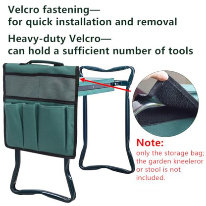 Gonetre Garden Tool Bag for Garden Kneeler, 600D Oxford Fabric Large Capacity Pouch Bag Multiple Storage Pockets Organizer for Outdoor Gardening Kneeling Stool 11.8"x7.5"