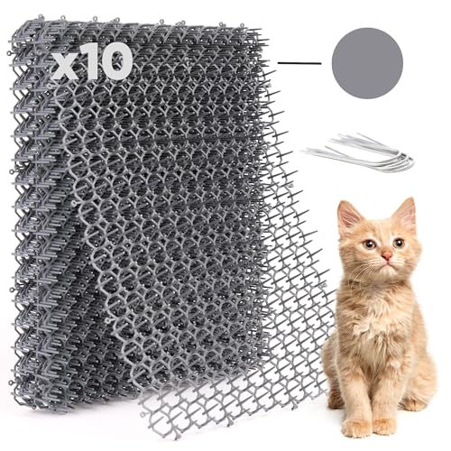 Petfolio 10 Pack Extra Large Cat Scat Mat for Cats - Cat Spike Mat 16.5 x 13.4 Inch with 1 Inch Spikes is Perfect to Keep Cats Away Indoor and Outdoor - size: 10