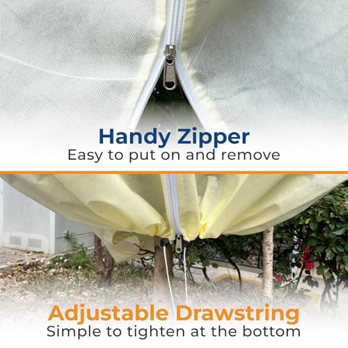 Plant Covers Freeze Protection, 2 Packs 40''W x 47''H Shrub Jackets with Zipper and Drawstring, Frost Cloth for Winter, Outdoor Plant Blankets for Cold Weather - size: 40''W x 47''H(2 Packs)
