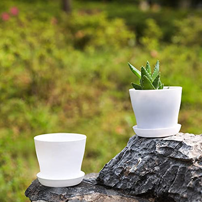 TDHDIKE 10 Pcs Plastic Planters Indoor Flower Plant Pots (White25) - color: White25