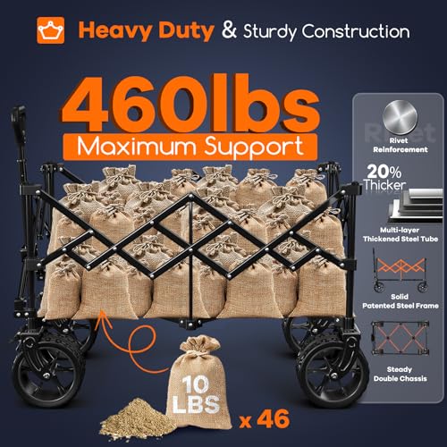 Originsure 220L Collapsible Beach Wagon Cart with Big Wheels, 460lbs, Grey - color: Gray
