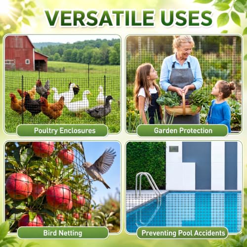 Windyun 2 Rolls 4'x50' Plastic Mesh Fence for Garden - size: 50 ft