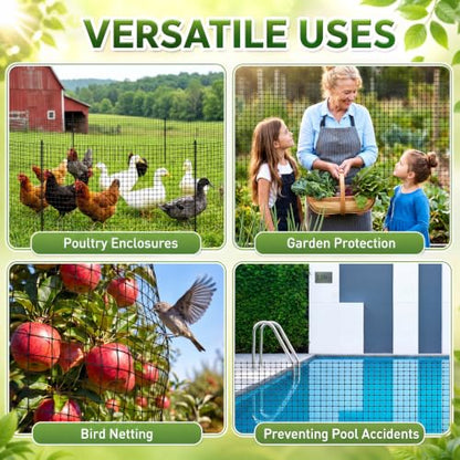 Windyun 2 Rolls 4'x50' Plastic Mesh Fence for Garden - size: 50 ft