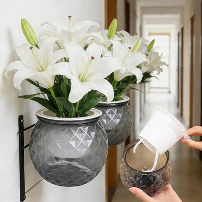 Self Watering Planter Pots, Automatic Water Absorbing Pot Indoor Hydroponic Plant Flower Pots for Green Luo, Succulent Plant (Grey, 11x10.5cm) - color: Gray