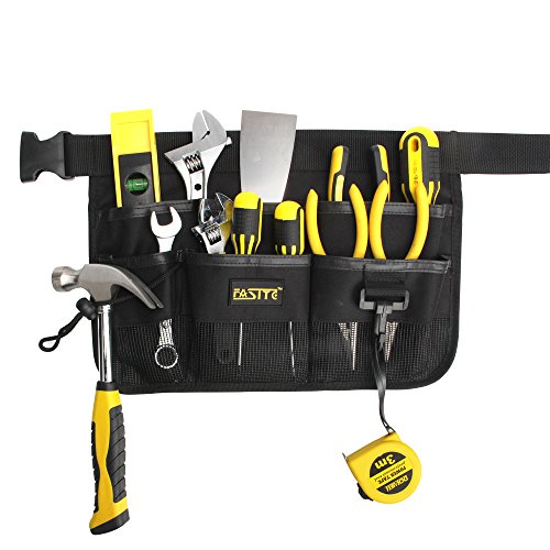 YL003B 7-POCKET Gardening Tools Belt Bags Garden Waist Bag Hanging Pouch, Black - color: Black